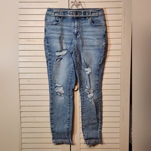 Distressed Blue Jeans